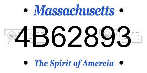 4B62893 Massachusetts License Plate