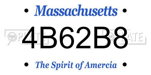 4B62B8 Massachusetts License Plate