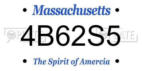 4B62S5 Massachusetts License Plate