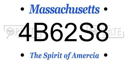 4B62S8 Massachusetts License Plate