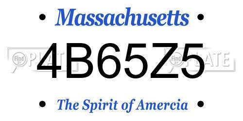 4B65Z5 Massachusetts License Plate