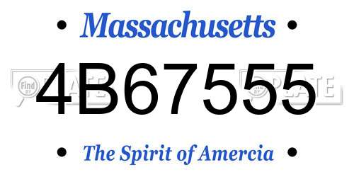 4B67555 Massachusetts License Plate