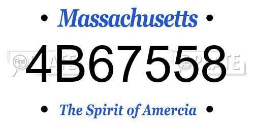 4B67558 Massachusetts License Plate