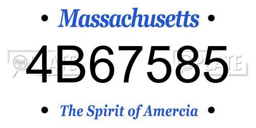 4B67585 Massachusetts License Plate