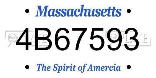 4B67593 Massachusetts License Plate