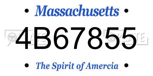 4B67855 Massachusetts License Plate