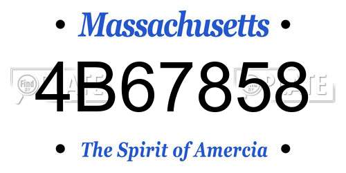 4B67858 Massachusetts License Plate