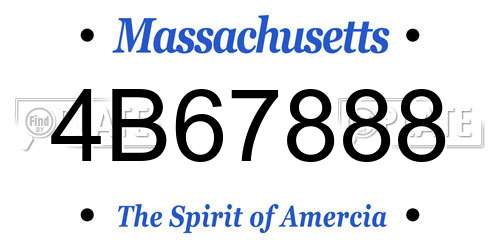 4B67888 Massachusetts License Plate