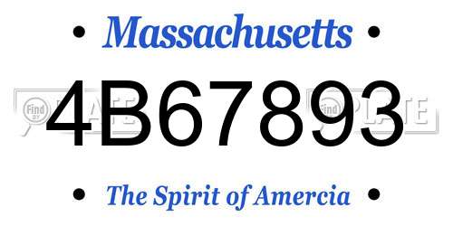 4B67893 Massachusetts License Plate