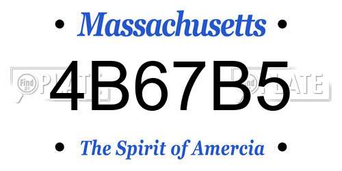 4B67B5 Massachusetts License Plate