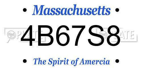 4B67S8 Massachusetts License Plate