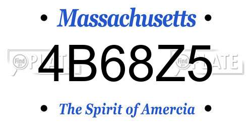 4B68Z5 Massachusetts License Plate