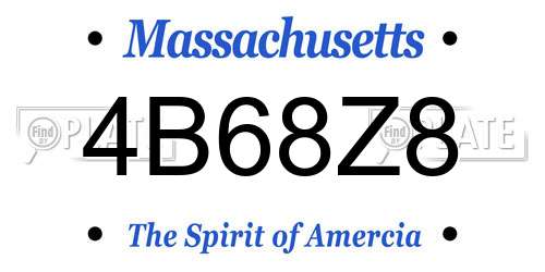 4B68Z8 Massachusetts License Plate