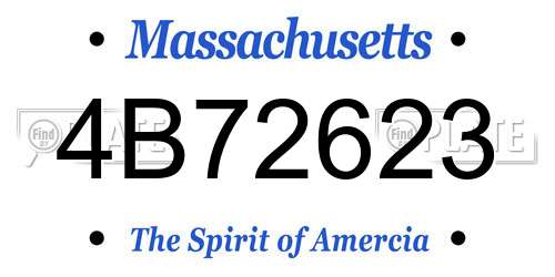 4B72623 Massachusetts License Plate