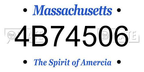 4B74506 Massachusetts License Plate