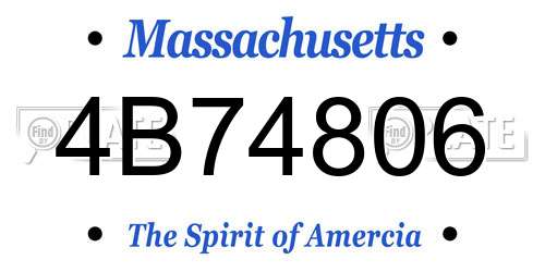 4B74806 Massachusetts License Plate
