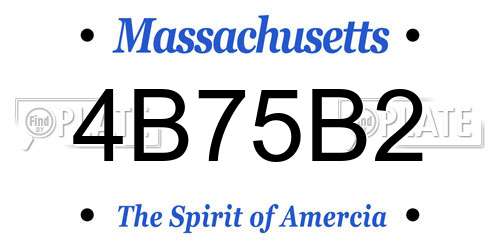 4B75B2 Massachusetts License Plate