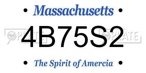4B75S2 Massachusetts License Plate