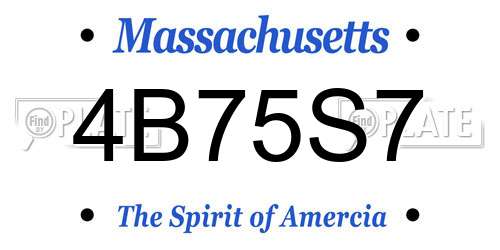 4B75S7 Massachusetts License Plate