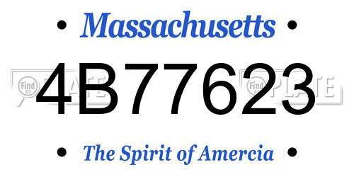 4B77623 Massachusetts License Plate