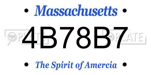 4B78B7 Massachusetts License Plate