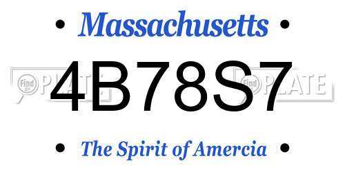 4B78S7 Massachusetts License Plate