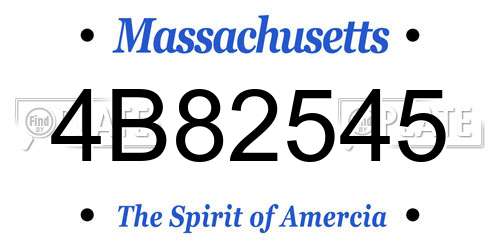 4B82545 Massachusetts License Plate