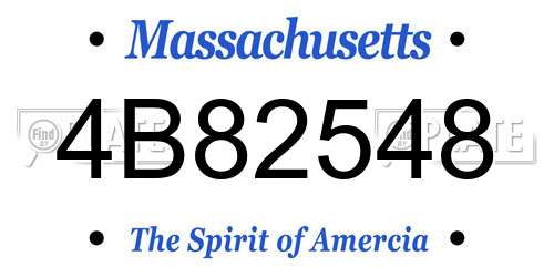4B82548 Massachusetts License Plate