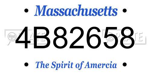 4B82658 Massachusetts License Plate