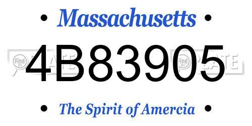 4B83905 Massachusetts License Plate