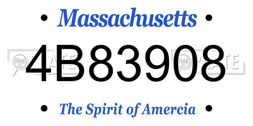 4B83908 Massachusetts License Plate
