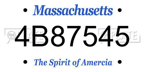 4B87545 Massachusetts License Plate