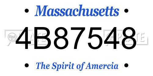 4B87548 Massachusetts License Plate
