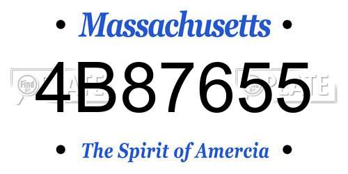 4B87655 Massachusetts License Plate