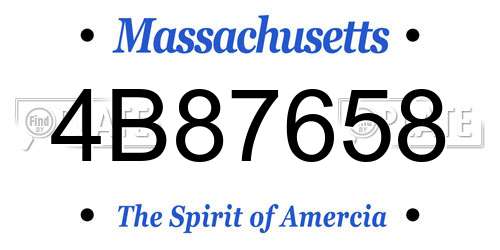 4B87658 Massachusetts License Plate