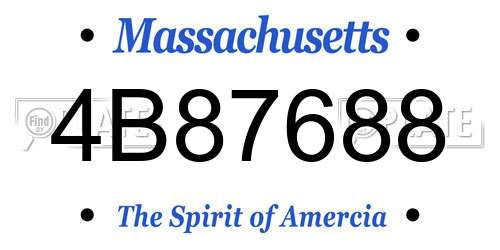 4B87688 Massachusetts License Plate