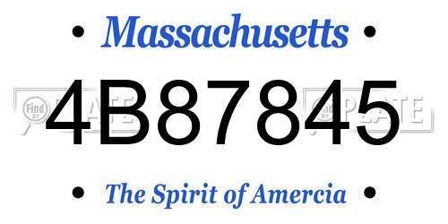 4B87845 Massachusetts License Plate