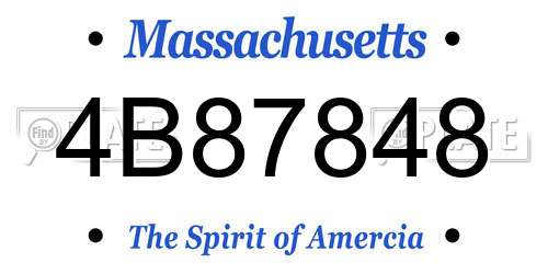 4B87848 Massachusetts License Plate
