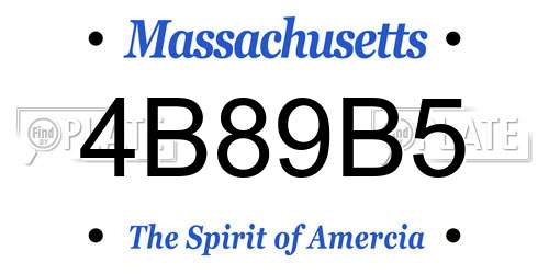 4B89B5 Massachusetts License Plate
