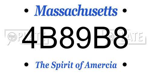 4B89B8 Massachusetts License Plate