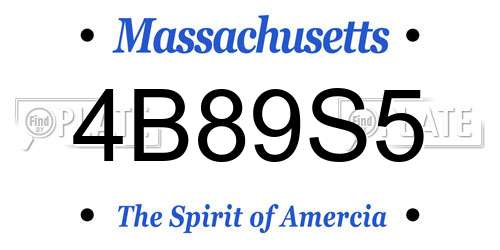 4B89S5 Massachusetts License Plate