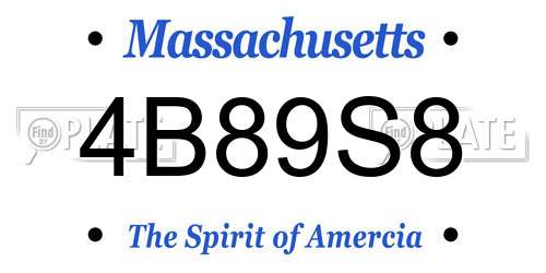 4B89S8 Massachusetts License Plate