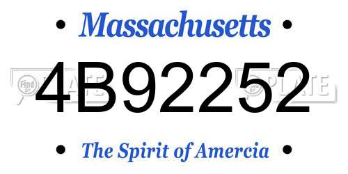 4B92252 Massachusetts License Plate