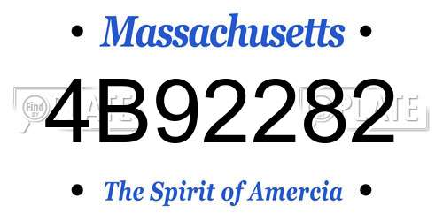 4B92282 Massachusetts License Plate