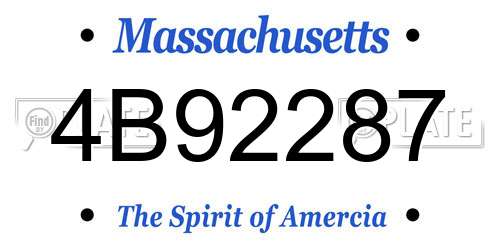 4B92287 Massachusetts License Plate