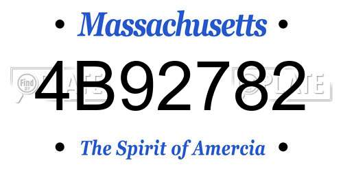 4B92782 Massachusetts License Plate