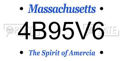 4B95V6 Massachusetts License Plate