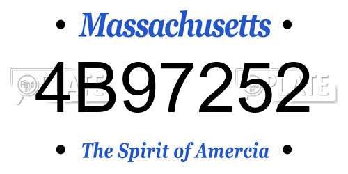 4B97252 Massachusetts License Plate