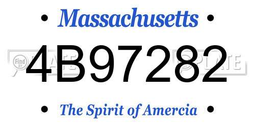 4B97282 Massachusetts License Plate