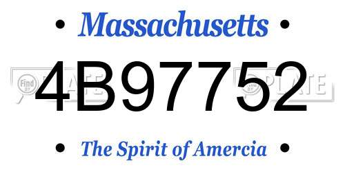 4B97752 Massachusetts License Plate